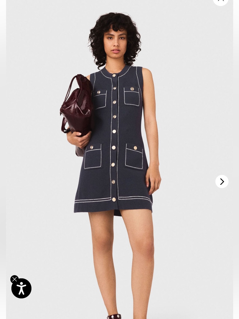 Maje Topstitched Knit Shift Dress sz S never worn